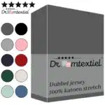 Droomtextiel Dubbel Jersey Hoeslaken Antraciet Eenpersoons 90x200 cm 100% Katoen - Hoge Hoek - Heerlijk Zacht - Strijkvrij - Rondom elastiek - Stretch - Dubbel Dikke Kwaliteit -