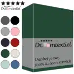 Droomtextiel Dubbel Jersey Hoeslaken Donker Groen Eenpersoons 90x200 cm 100% Katoen - Hoge Hoek - Heerlijk Zacht - Strijkvrij - Rondom elastiek - Stretch - Dubbel Dikke Kwaliteit