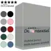 Droomtextiel Dubbel Jersey Hoeslaken Grijs Lits-Jumeaux 180x200 cm - 100% Katoen - Hoge Hoek - Heerlijk Zacht - Strijkvrij - Rondom elastiek - Stretch - Dikke Kwaliteit