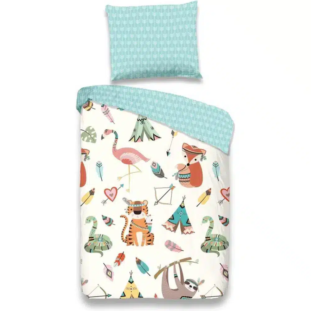 Droomtextiel Kinderdekbedovertrek Boho Dieren 140x200/220cm - 100% Zacht Katoen