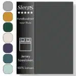 Sleeps  Jersey Hoeslaken - Antraciet Tweepersoons 140x200/220 cm - 100% Katoen -  Hoge Hoek - Heerlijk Zacht Gebreid - - Strijkvrij - Rondom elastiek - Stretch -