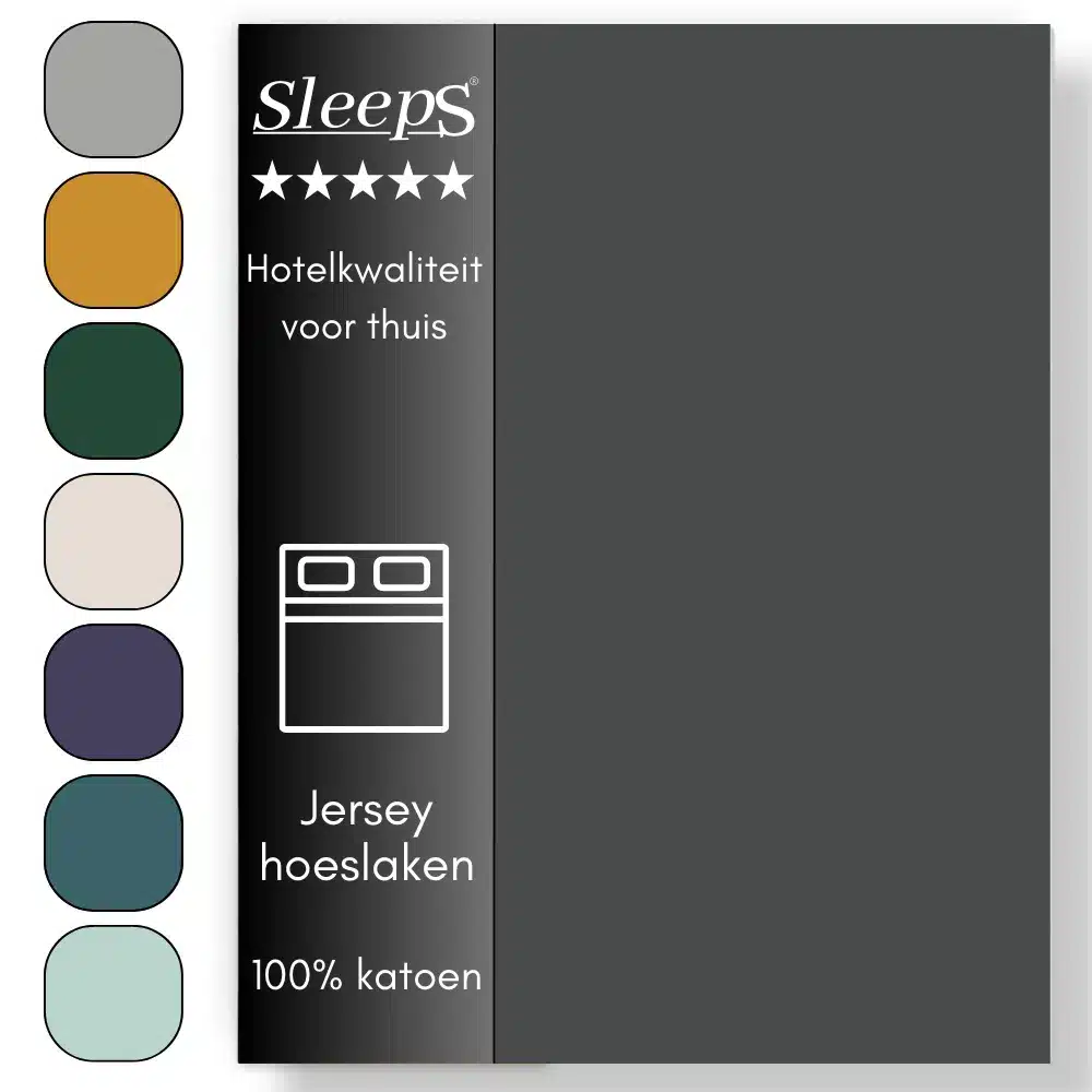 Sleeps  Jersey Hoeslaken - Antraciet Twijfelaar 120x200/220 cm - 100% Katoen -  Hoge Hoek - Heerlijk Zacht Gebreid - - Strijkvrij - Rondom elastiek - Stretch -