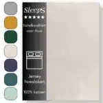 Sleeps  Jersey Hoeslaken - Crème Eenpersoons 80/90x200/220 cm - 100% Katoen -  Hoge Hoek - Heerlijk Zacht Gebreid - - Strijkvrij - Rondom elastiek - Stretch -