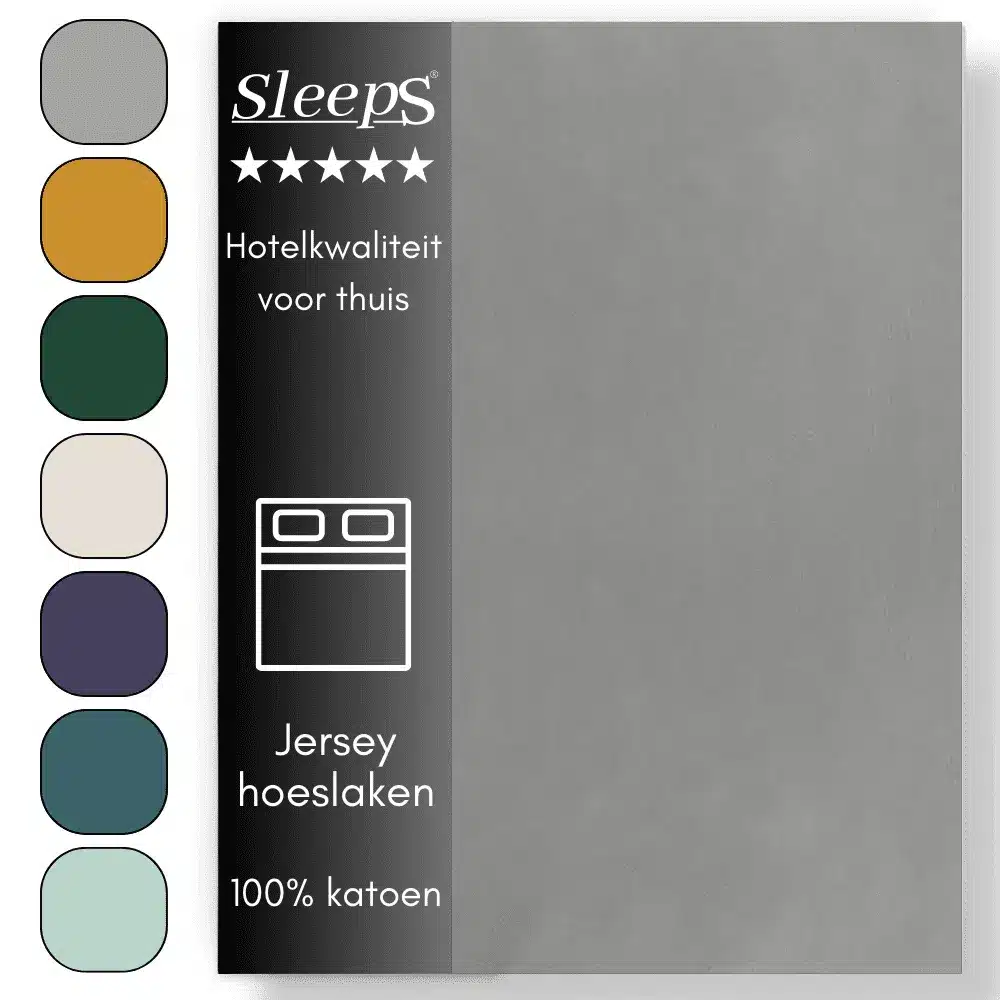 Sleeps  Jersey Hoeslaken - Grijs Twijfelaar 120x200/220 cm - 100% Katoen -  Hoge Hoek - Heerlijk Zacht Gebreid - - Strijkvrij - Rondom elastiek - Stretch -