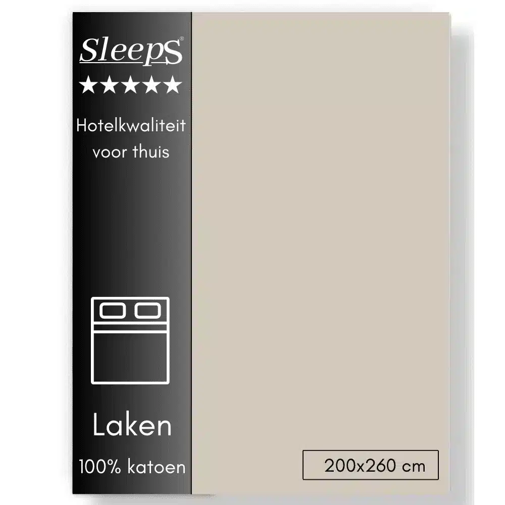 Sleeps Lakens Katoen Zand - 2 Persoons 200 x 260 cm - 100% Katoen - Hoogwaardig Hotelkwaliteit - Heerlijk Zacht
