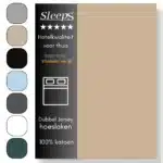 Sleeps Luxe Dubbel Jersey Hoeslaken Zand - 140 x 200 cm - 100% Hoogwaardige Katoen - Hoge Hoek - Strijkvrij