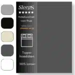 Sleeps Zacht Katoenen Topper Hoeslaken Antraciet 90x220 cm - Glad Katoen - Perfecte Pasvorm - Heerlijk Zacht