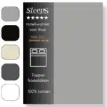 Sleeps Zacht Katoenen Topper Hoeslaken Grijs 160x200 cm - Glad Katoen - Perfecte Pasvorm - Heerlijk Zacht